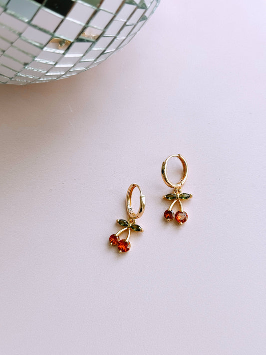 Dancing Queen Cherry Huggie Earrings