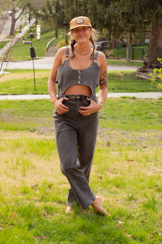 Speakeasy Black Denim Overall