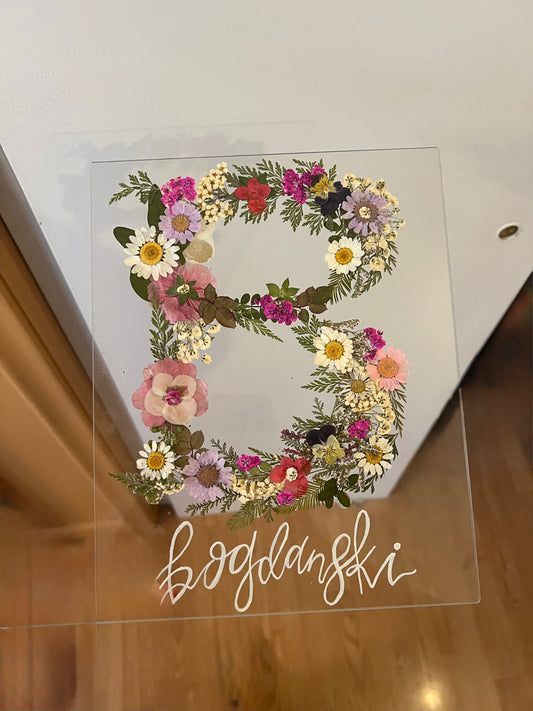 Pressed Floral Single Initial Keepsake