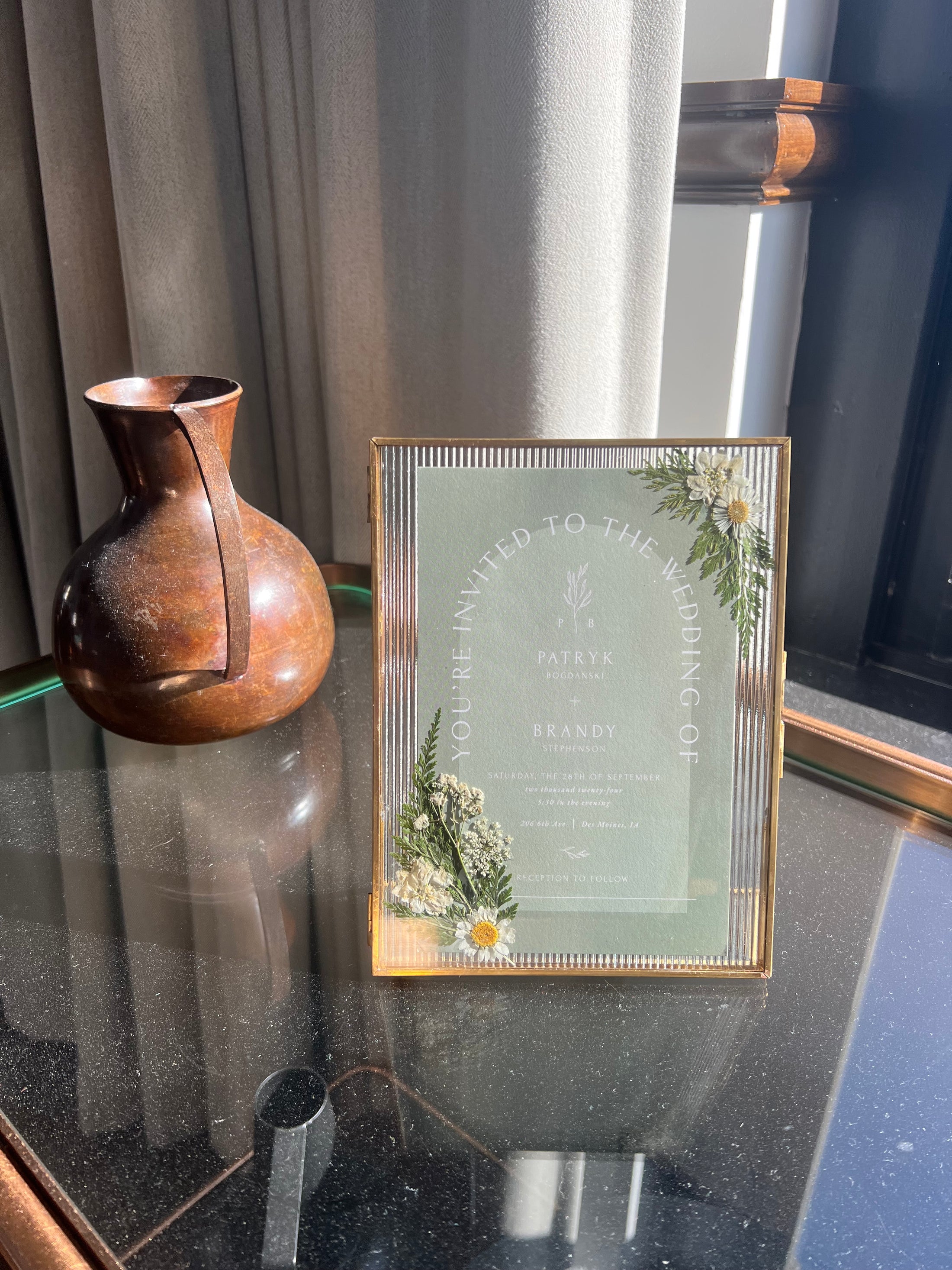 Custom Pressed Floral Wedding Invitation Keepsake