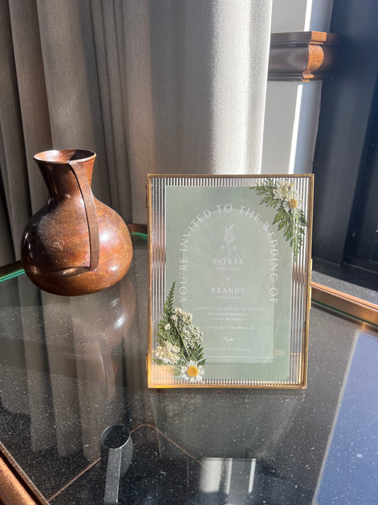 Custom Pressed Floral Wedding Invitation Keepsake