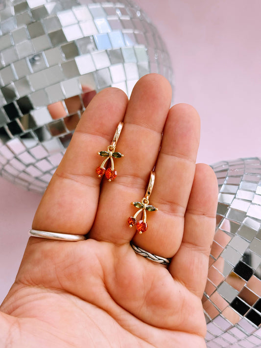 Dancing Queen Cherry Huggie Earrings